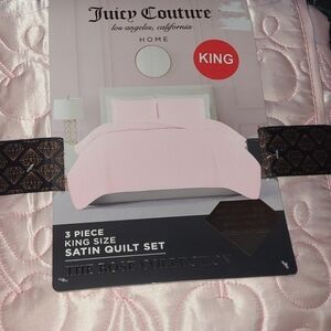 Juicy Couture Pink Satin Quilt Set - King Size